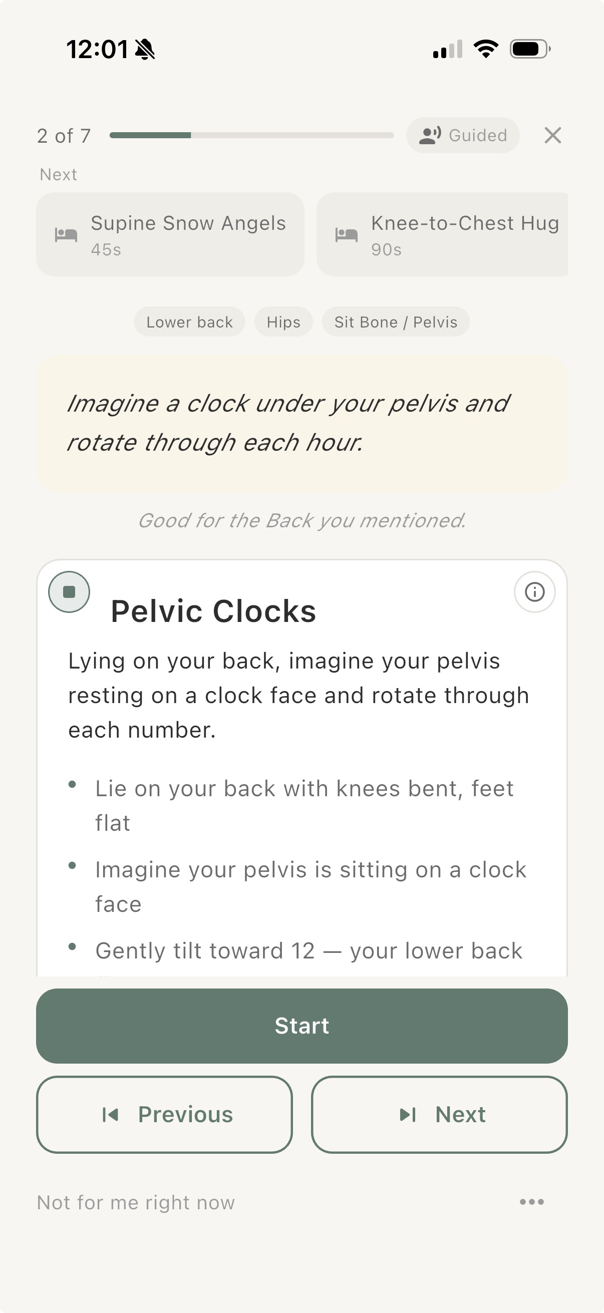 Active movement with exercise instructions